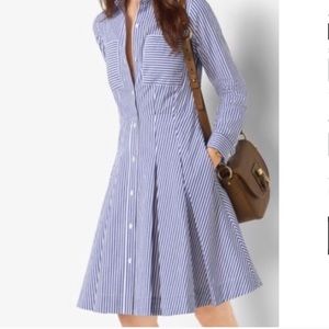 Michael Kors Striped cotton poplin shirt dress